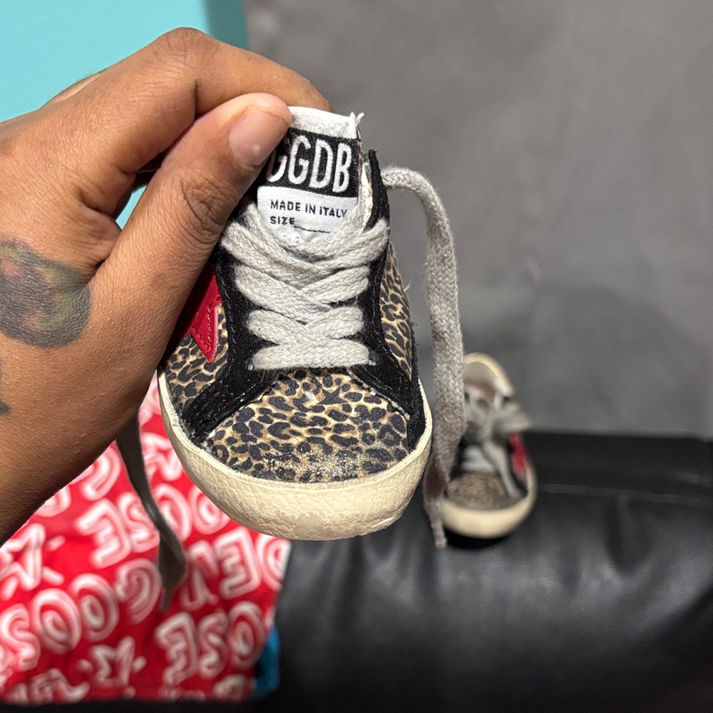Golden Goose Kids Sneakers with Leopard and Red Accents
